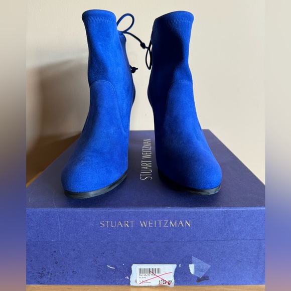 *SOLD* Stuart Weitzman Blue Suede Booties - Picture 2 of 9